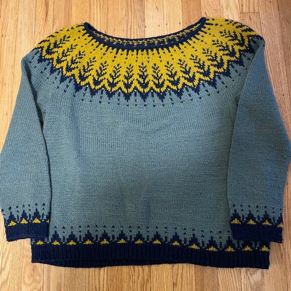 Hand-knit Fair Isle Wool Sweater - Picture 1 of 8